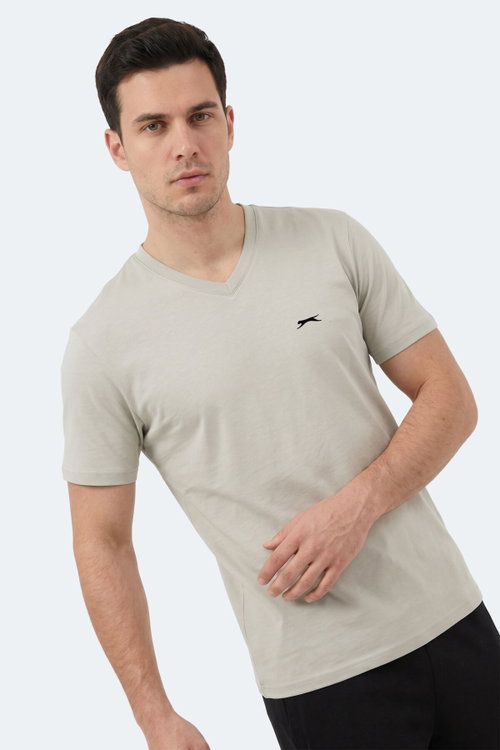 Slazenger RIVALDO IN Erkek V Yaka Açık Gri Tişört