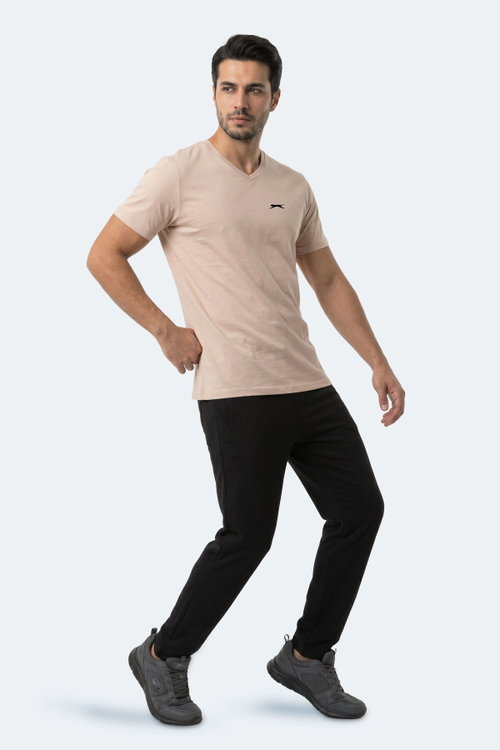 Slazenger RIVALDO IN Erkek V Yaka Taş Gri Tişört