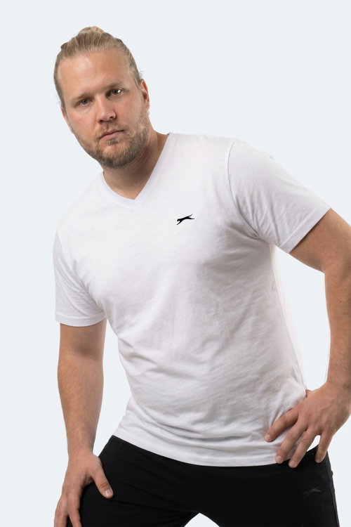 Slazenger RIVALDO JMB Erkek Büyük Beden Beyaz Tişört