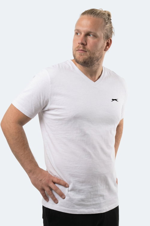 Slazenger RIVALDO JMB Erkek Büyük Beden Beyaz Tişört