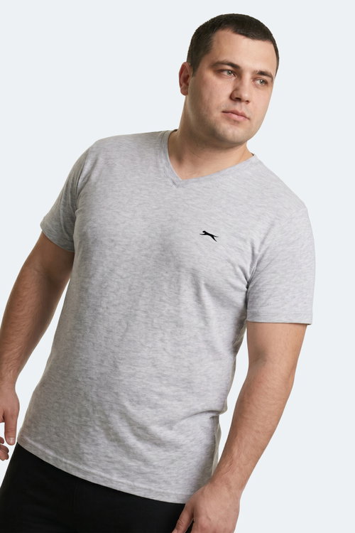 Slazenger RIVALDO JMB Erkek Büyük Beden Gri Tişört