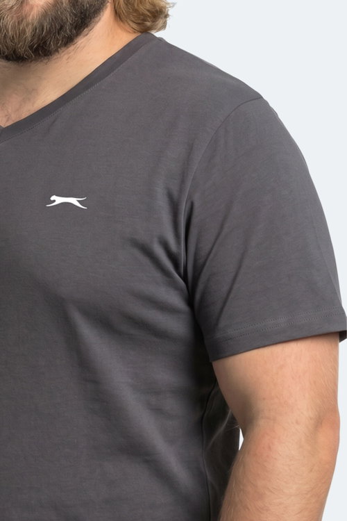Slazenger RIVALDO JMB Erkek Büyük Beden Koyu Gri Tişört