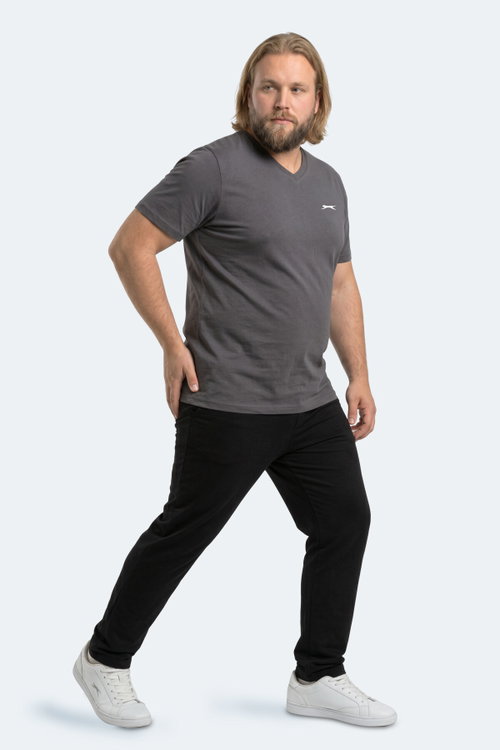 Slazenger RIVALDO JMB Erkek Büyük Beden Koyu Gri Tişört