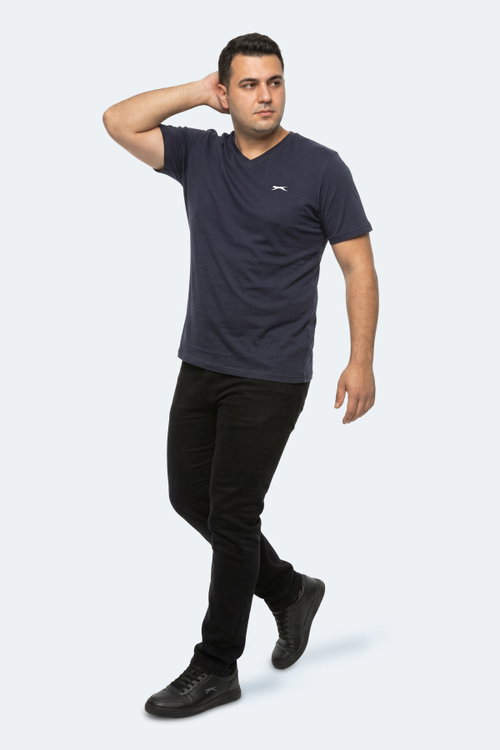 Slazenger RIVALDO JMB Erkek Büyük Beden Lacivert Tişört