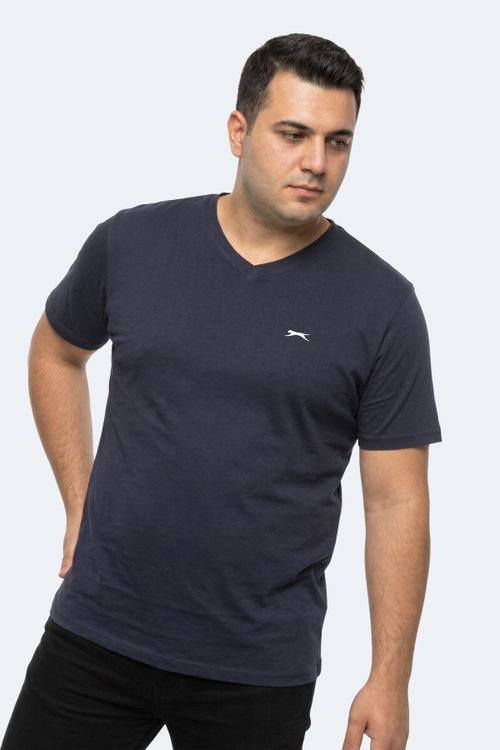 Slazenger RIVALDO JMB Erkek Büyük Beden Lacivert Tişört