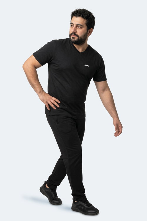 Slazenger RIVALDO JMB Erkek Büyük Beden Siyah Tişört