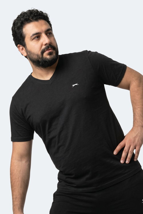 Slazenger RIVALDO JMB Erkek Büyük Beden Siyah Tişört