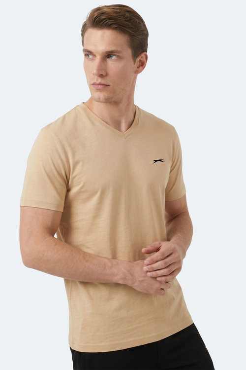 Slazenger RIVALDO T Erkek V Yaka Bej Tişört