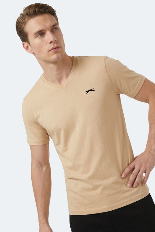 Slazenger RIVALDO T Erkek V Yaka Bej Tişört