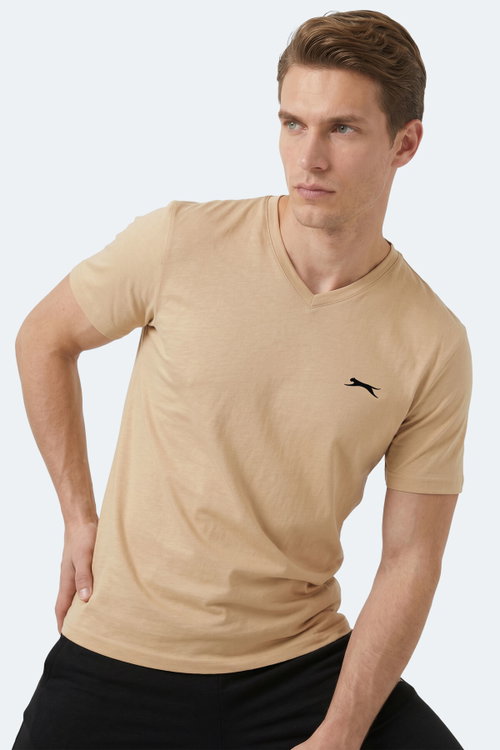 Slazenger RIVALDO T Erkek V Yaka Bej Tişört