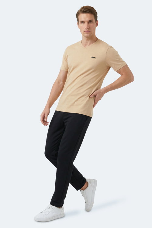 Slazenger RIVALDO T Erkek V Yaka Bej Tişört