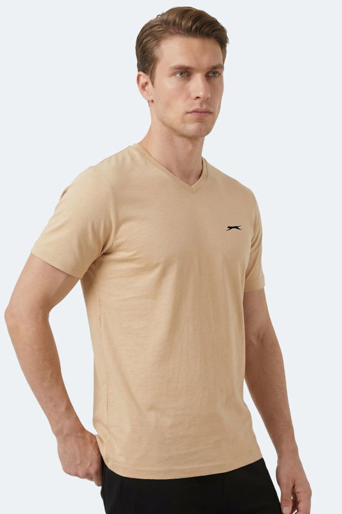 Slazenger RIVALDO T Erkek V Yaka Bej Tişört