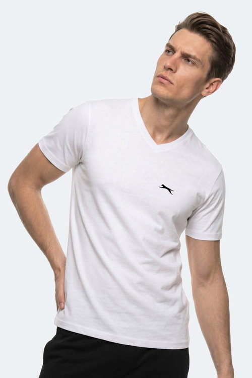 Slazenger RIVALDO T Erkek V Yaka Beyaz Tişört