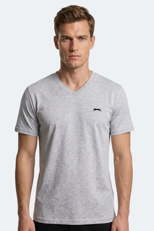 Slazenger RIVALDO T Erkek V Yaka Gri Tişört