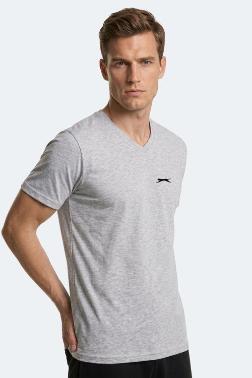 Slazenger RIVALDO T Erkek V Yaka Gri Tişört