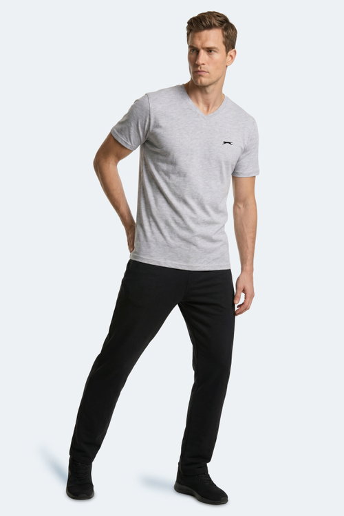 Slazenger RIVALDO T Erkek V Yaka Gri Tişört