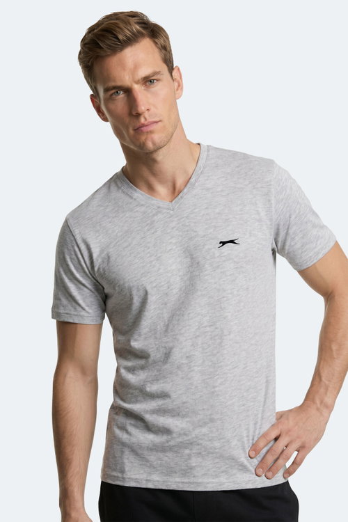 Slazenger RIVALDO T Erkek V Yaka Gri Tişört