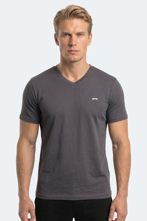 Slazenger RIVALDO T Erkek V Yaka Koyu Gri Tişört
