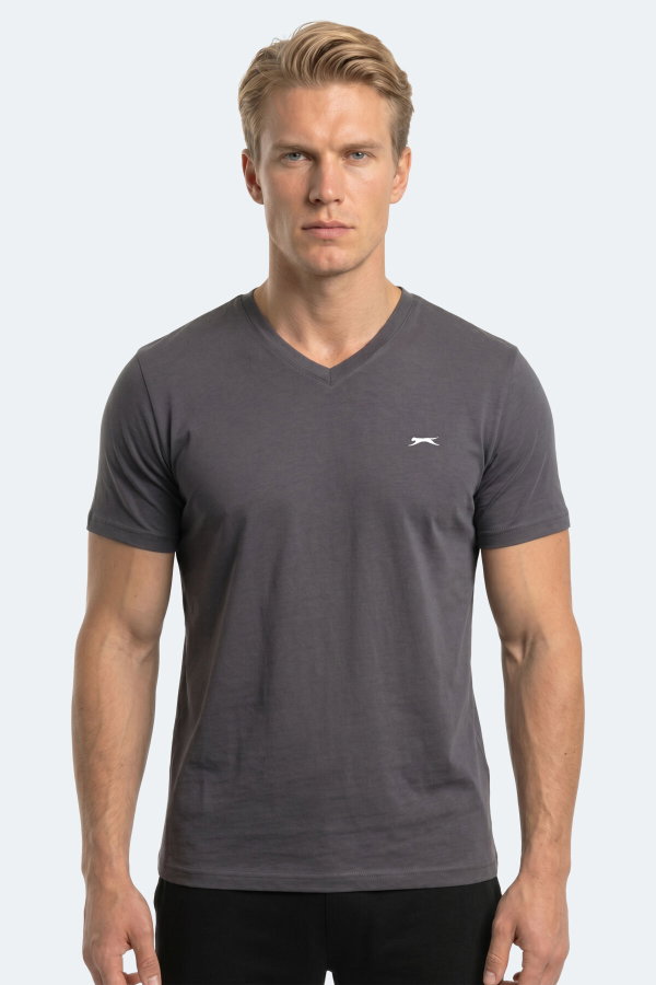 Slazenger RIVALDO T Erkek V Yaka Koyu Gri Tişört