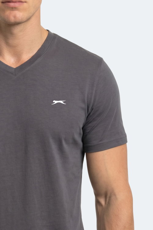 Slazenger RIVALDO T Erkek V Yaka Koyu Gri Tişört