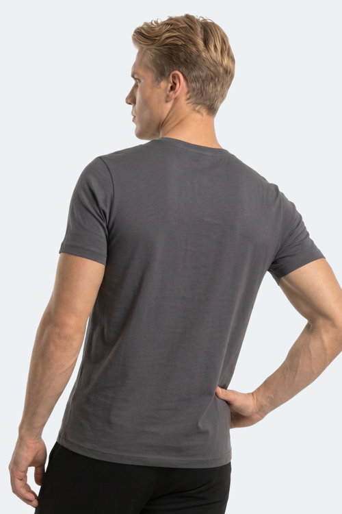 Slazenger RIVALDO T Erkek V Yaka Koyu Gri Tişört