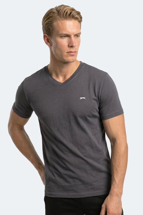 Slazenger RIVALDO T Erkek V Yaka Koyu Gri Tişört
