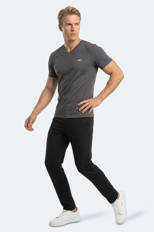 Slazenger RIVALDO T Erkek V Yaka Koyu Gri Tişört
