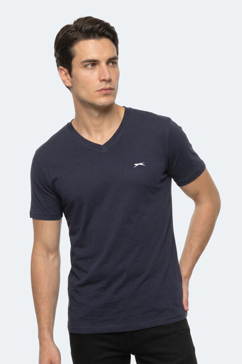 Slazenger RIVALDO T Erkek V Yaka Lacivert Tişört