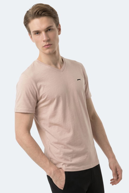 Slazenger RIVALDO T Erkek V Yaka Taş Gri Tişört