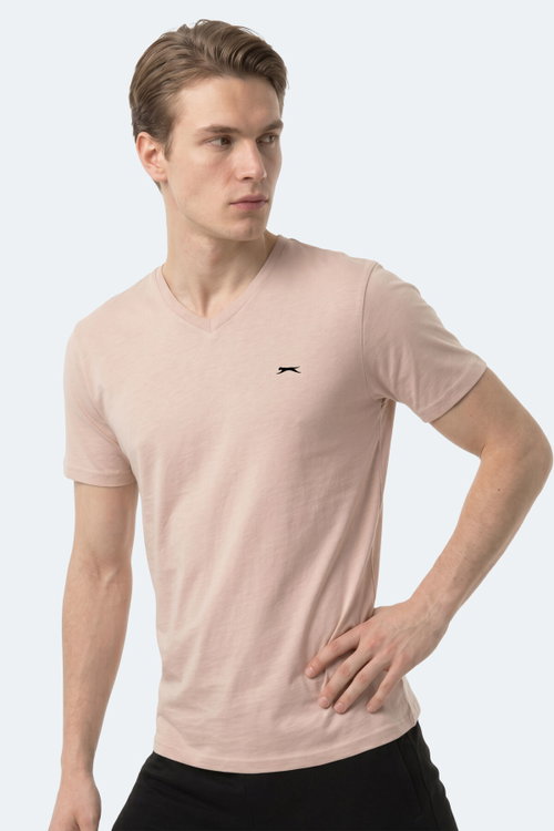 Slazenger RIVALDO T Erkek V Yaka Taş Gri Tişört