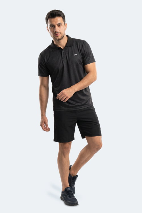 Slazenger ROBLES Erkek Polo Yaka Siyah Tişört