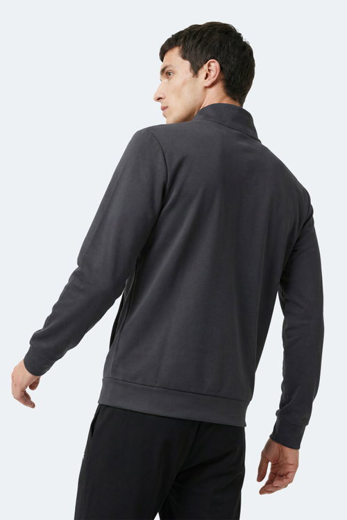 Slazenger RONAN Erkek Dik Yaka Fermuarlı Koyu Gri Sweatshırt
