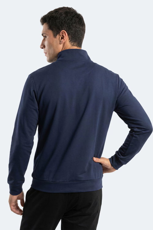 Slazenger RONAN Erkek Dik Yaka Fermuarlı Lacivert Sweatshırt