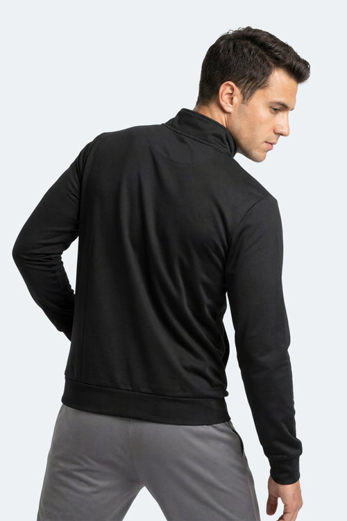 Slazenger RONAN Erkek Dik Yaka Fermuarlı Siyah Sweatshırt