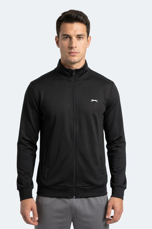 Slazenger RONAN Erkek Dik Yaka Fermuarlı Siyah Sweatshırt