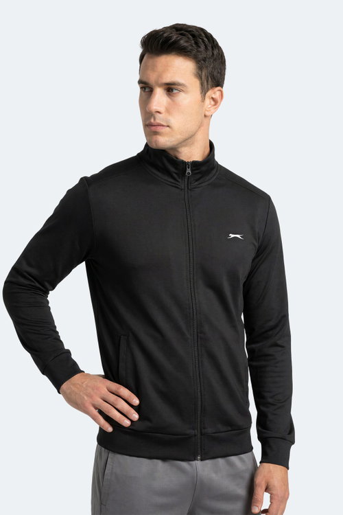 Slazenger RONAN Erkek Dik Yaka Fermuarlı Siyah Sweatshırt