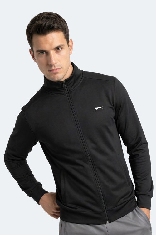Slazenger RONAN Erkek Dik Yaka Fermuarlı Siyah Sweatshırt