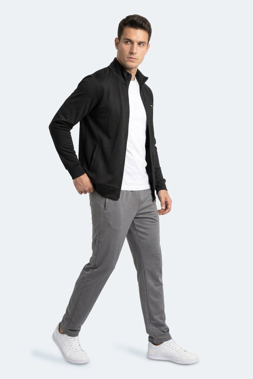 Slazenger RONAN Erkek Dik Yaka Fermuarlı Siyah Sweatshırt
