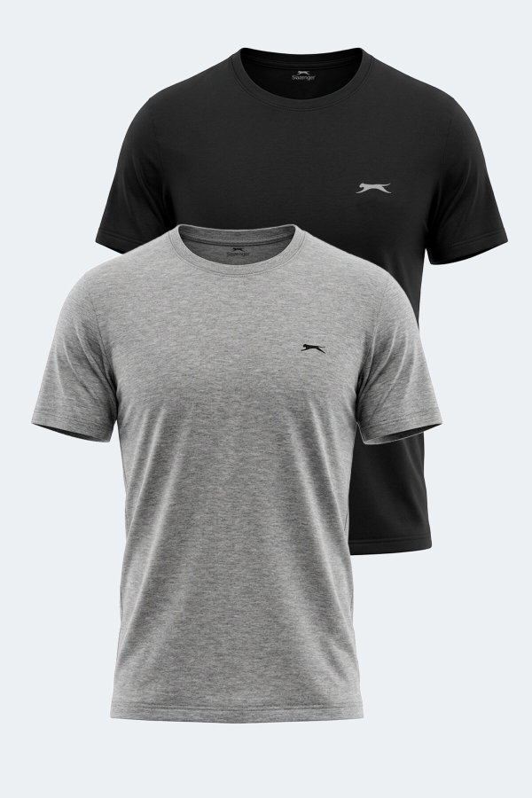 Slazenger ROSALVA 2 Lİ SET Erkek Siyah - Gri Tişört