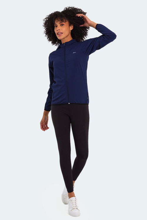 Slazenger RUPERTA IN Kadın Kapüşonlu Fermuarlı Lacivert Sweatshirt