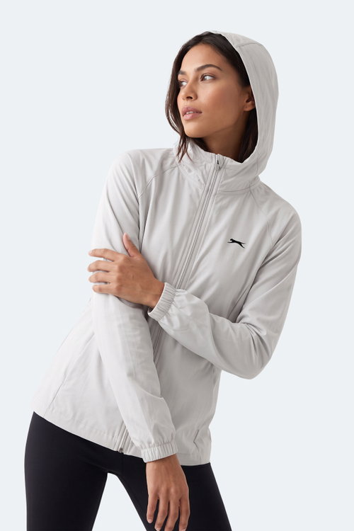 Slazenger RUSTIC Kadın Kapüşonlu Fermuarlı Ekru Rüzgarlık
