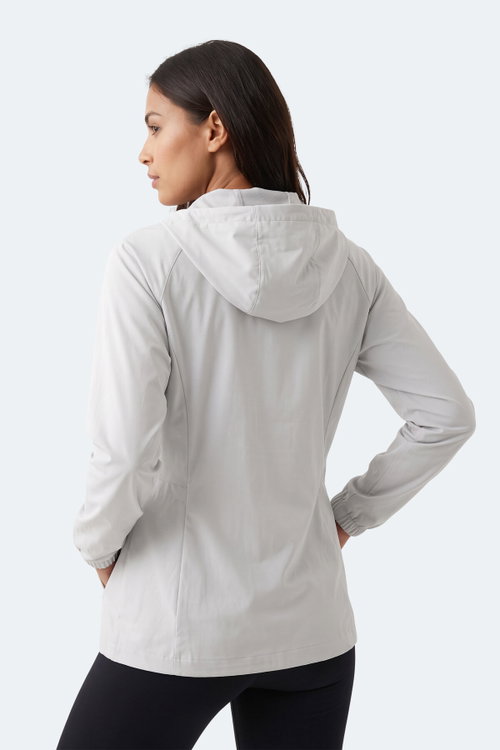 Slazenger RUSTIC Kadın Kapüşonlu Fermuarlı Ekru Rüzgarlık