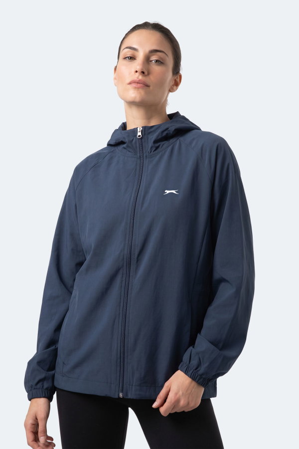 Slazenger RUSTIC Kadın Kapüşonlu Fermuarlı Lacivert Rüzgarlık