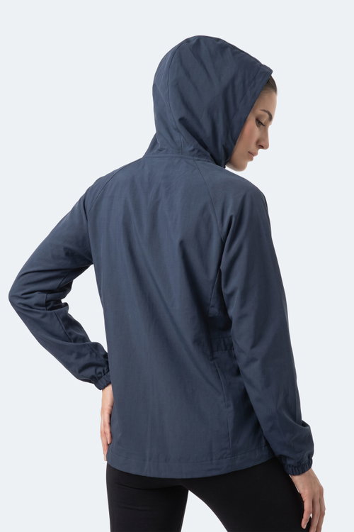 Slazenger RUSTIC Kadın Kapüşonlu Fermuarlı Lacivert Rüzgarlık