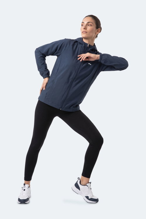 Slazenger RUSTIC Kadın Kapüşonlu Fermuarlı Lacivert Rüzgarlık