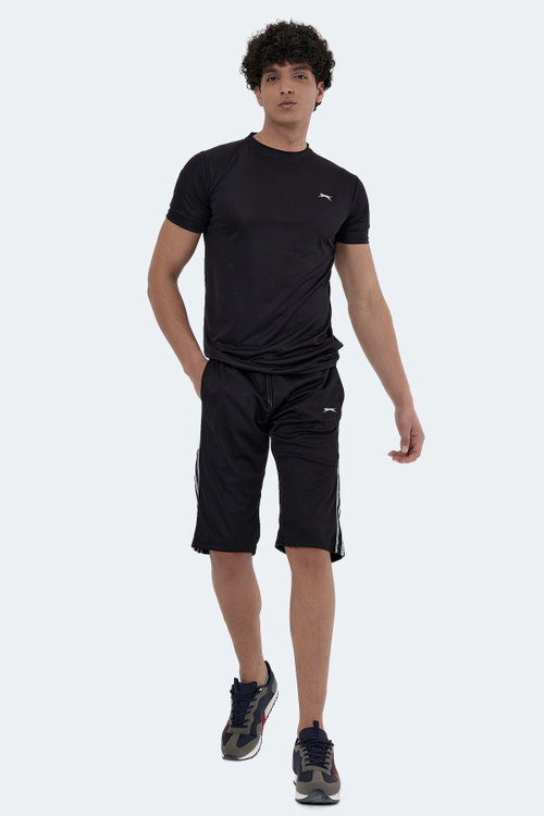 Slazenger SAKI 2 Lİ SET Erkek Cepli Kapri Siyah - Koyu Gri Şort