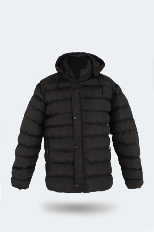 Slazenger SALINE IN Büyük Beden Erkek Kapüşonlu Şişme Siyah Mont & Kaban