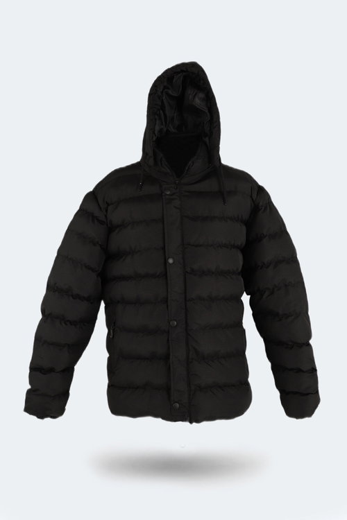 Slazenger SALINE IN Büyük Beden Erkek Kapüşonlu Şişme Siyah Mont & Kaban