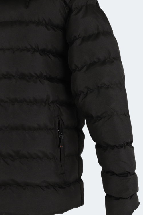 Slazenger SALINE IN Büyük Beden Erkek Kapüşonlu Şişme Siyah Mont & Kaban