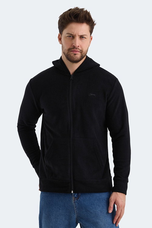 Slazenger SAMSON 2 li set Erkek Fermuarlı Kapüşonlu Cepli Siyah - İndigo Sweatshırt